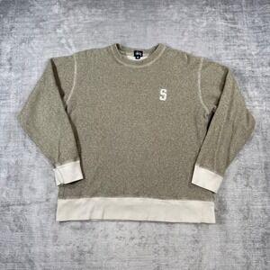 Stussy Sweatshirt Mens Medium Gray Embroidered S Logo Crewneck Streetwear USA